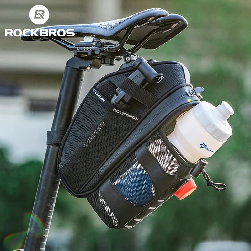 ROCKBROS Bicycle Tail Bag 1.5L Large Capacity Water Bottle Bag Waterproof MTB Road Saddle Rear Seatpost Bag Bike Cycling Bag