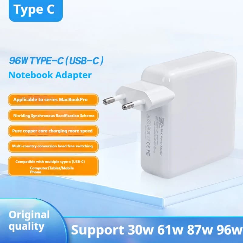 Adattatore ca di alimentazione per caricabatterie USB C PD da 30W 61W 87W 96W per MacBook Pro16 15 13 pollici New Air 13 pollici 2020/2019/2018 funziona con tipo C