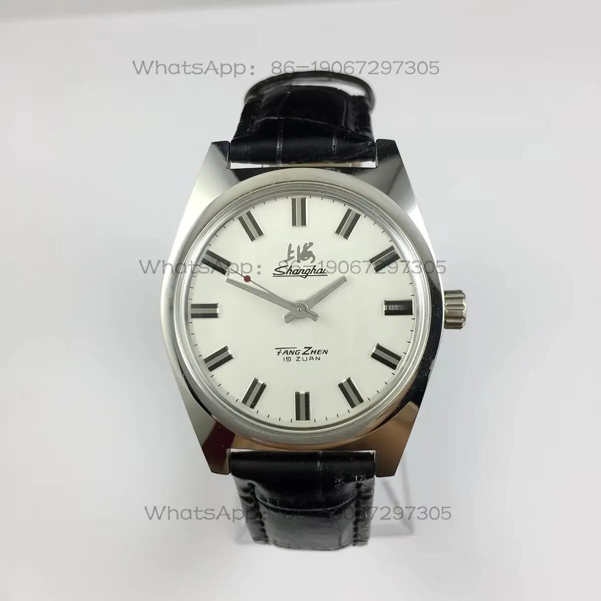 Orologio originale della fabbrica di Shanghai, orologio grande antiurto interamente in acciaio, orologio meccanico manuale di marca Shanghai diametro 36MM