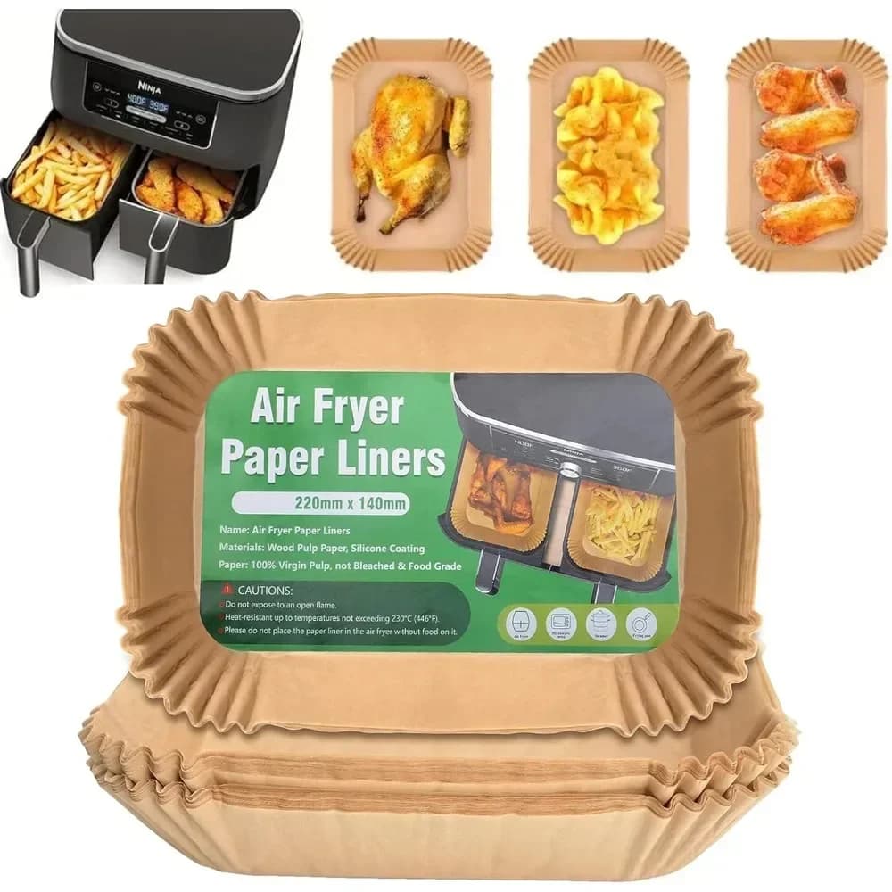 Carta per friggitrice ad aria Cucina usa e getta Cottura Airfryer Mat Antiolio Antiaderente Microonde Barbecue Pad Fodera di carta da forno