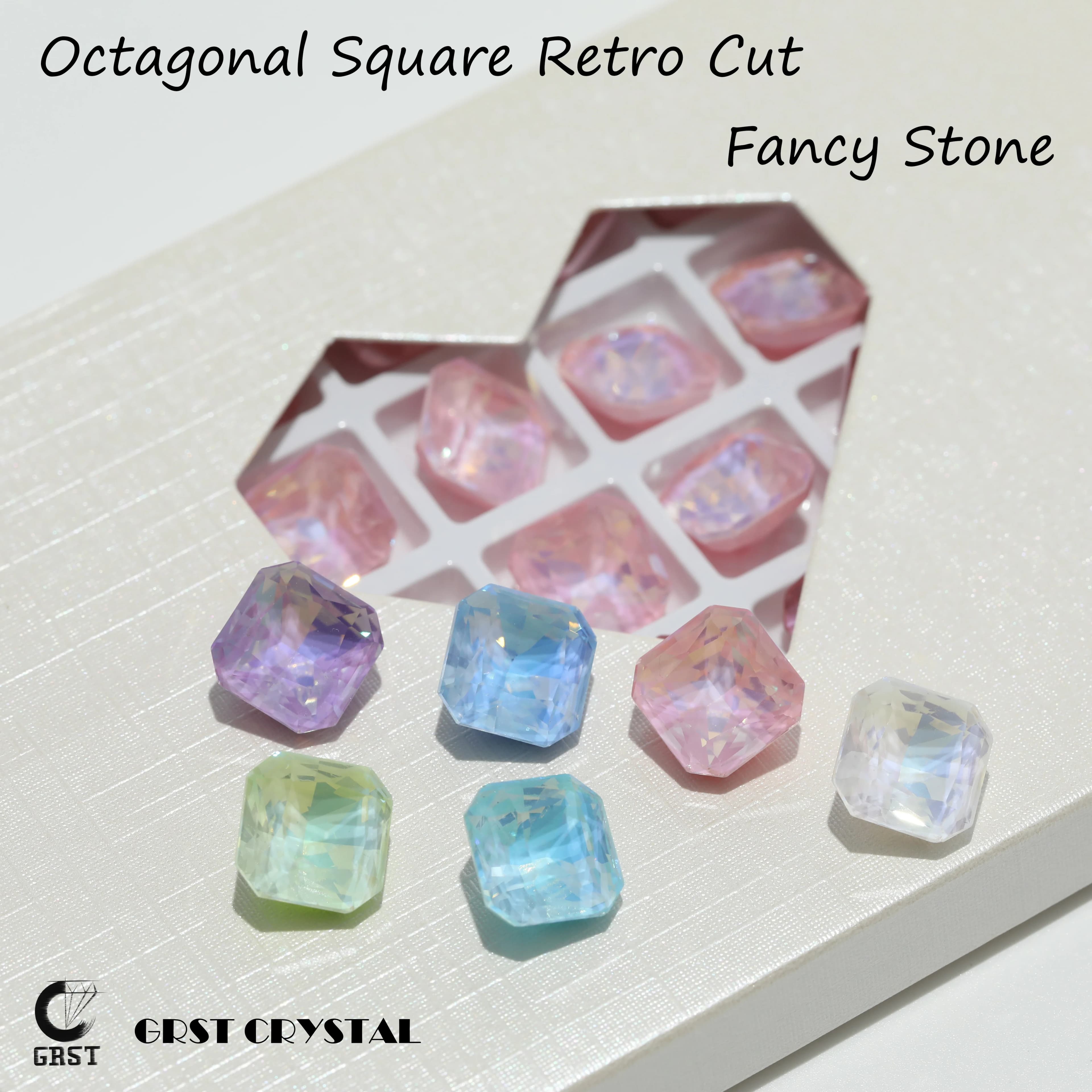 GRST Premium Crystal Octagonal Square Retro Cut Fancy Stones Design Version Series Rhinestones DIY Nail Art Dresses Bags Supplie