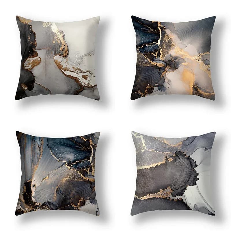 Fodera per cuscino in peluche corto, moderna e lussuosa, con motivo marmorizzato, per divano, sedia, ufficio, auto, letto