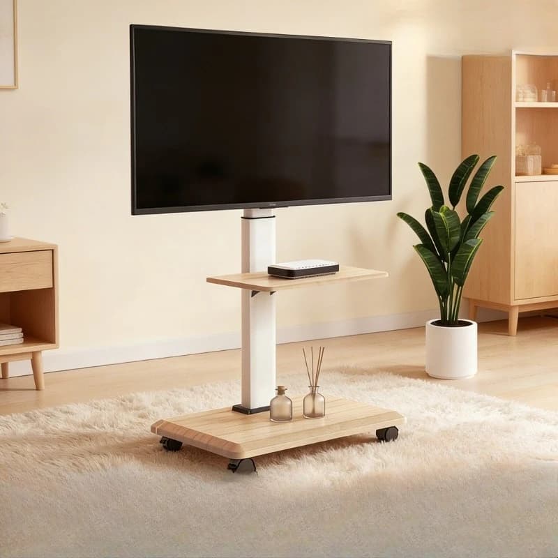 Supporto TV Mobile con Ruote, Carrello Girevole a Manovella, Supporto TV All-in-One per Monitor da 70 Pollici, Mobile TV per Soggiorno