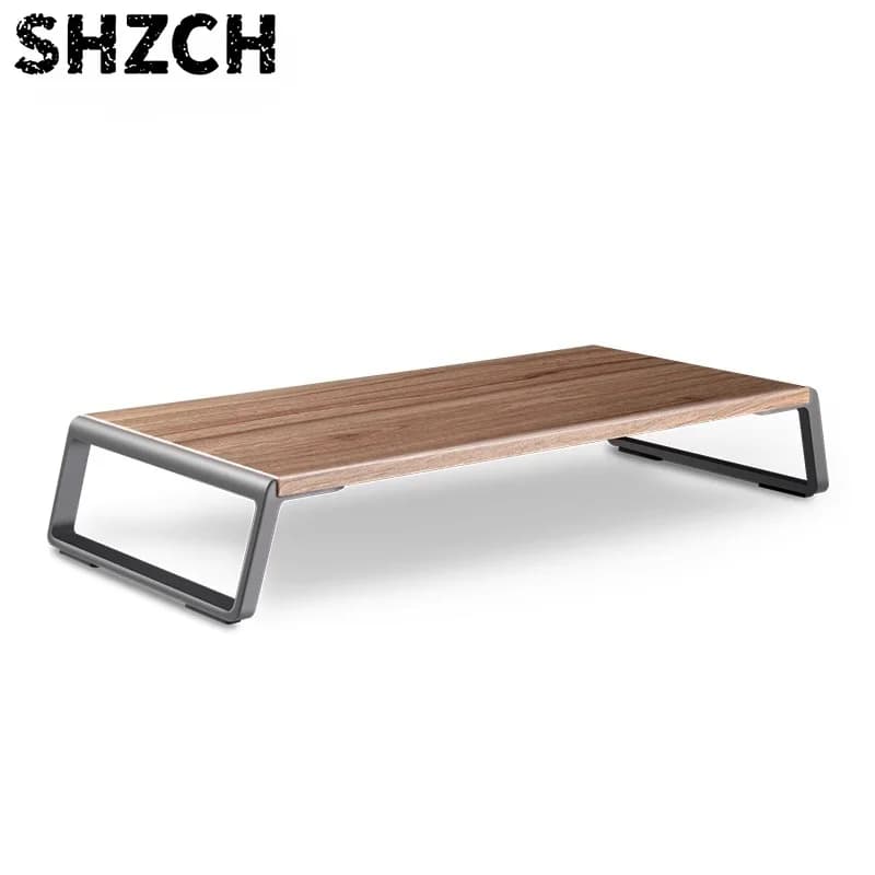 Scandinavian Monitor Stand Riser Solid Wood Desk Organizer for Laptop Ergonomic Office Storage Computer Desktop Storage Rack