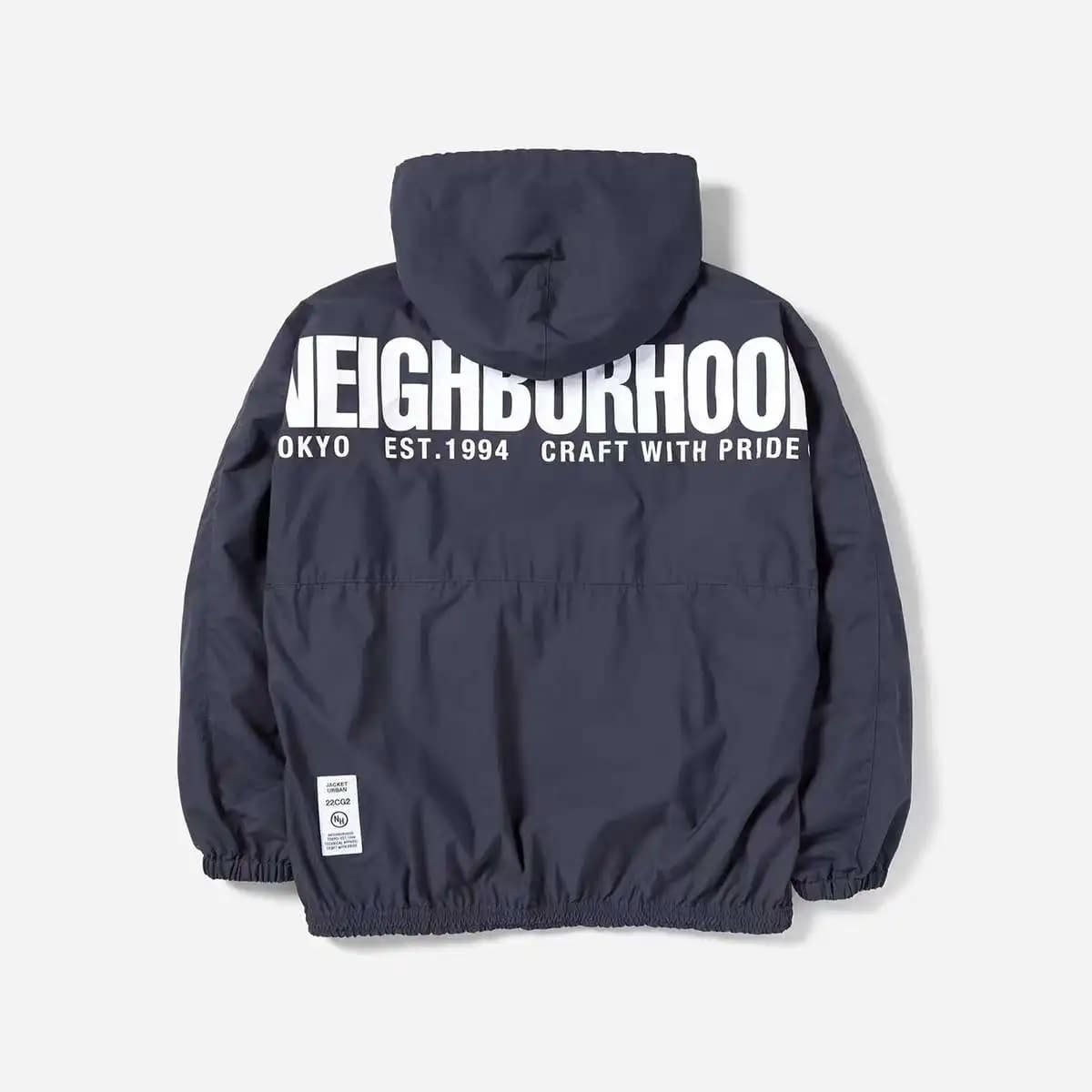 NEIGHBORHOOD Japanese Style Hooded Half Zip Jacket with Nylon Coat for Men 22AW