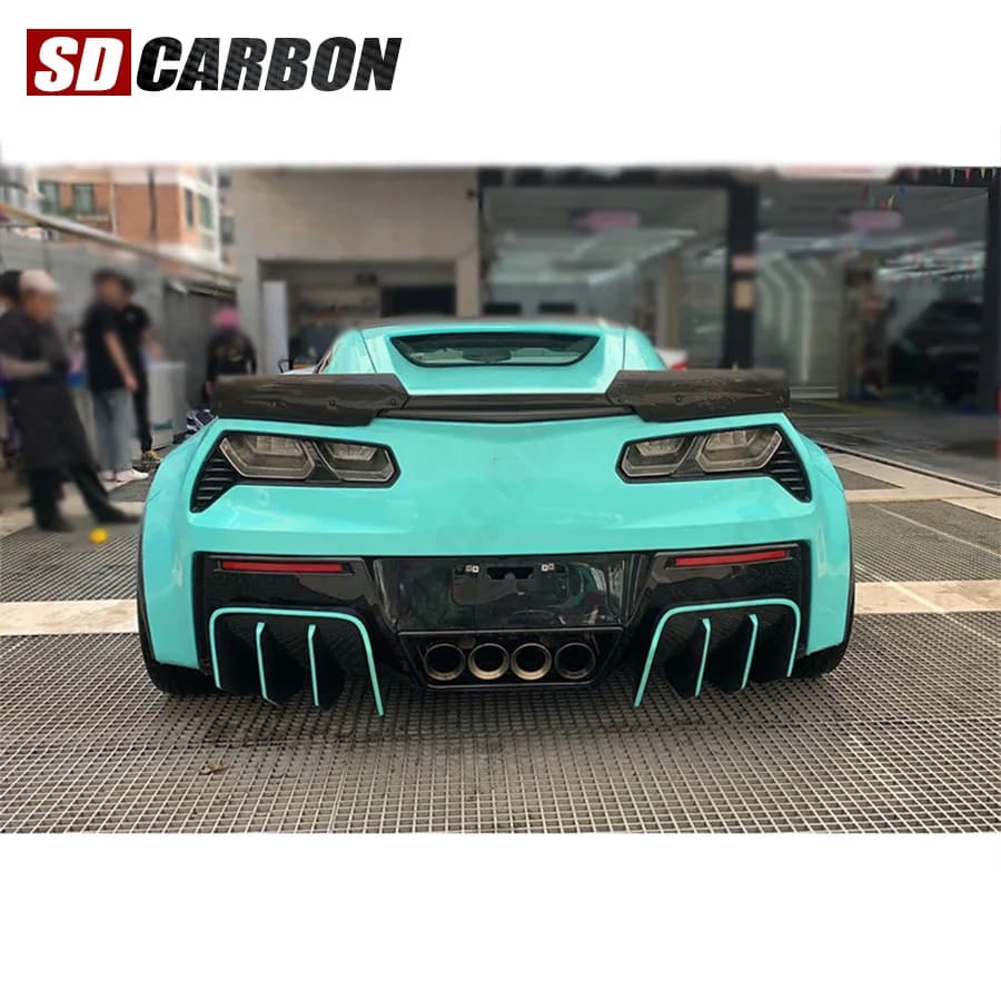 Carbon Fiber Rear Bumper Diffuser Splitters For Chevy Corvette C7 Z06 2014-2019 Rear Lip Spoiler Car Body Kit Accessories