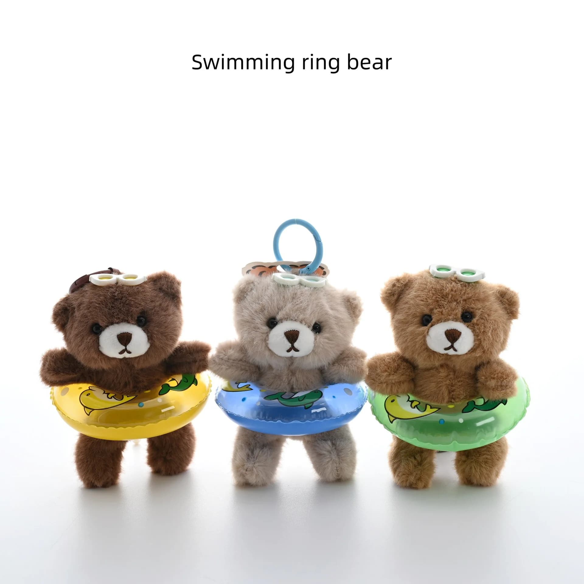 New Swimming Circle Bear Plush Keychain Pendant, Couple Pendant, Small Doll, Backpack Pendant
