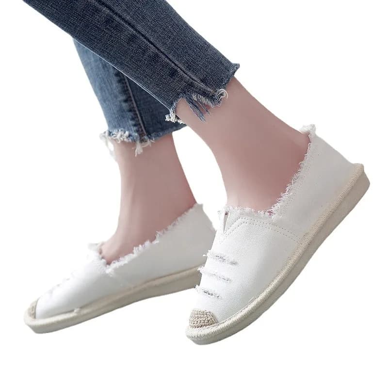 Mocassini Estivi da Donna in Tela con Cinturino, Modello Slip-On 2026, Scarpe Casual Comode Strappate da Donna