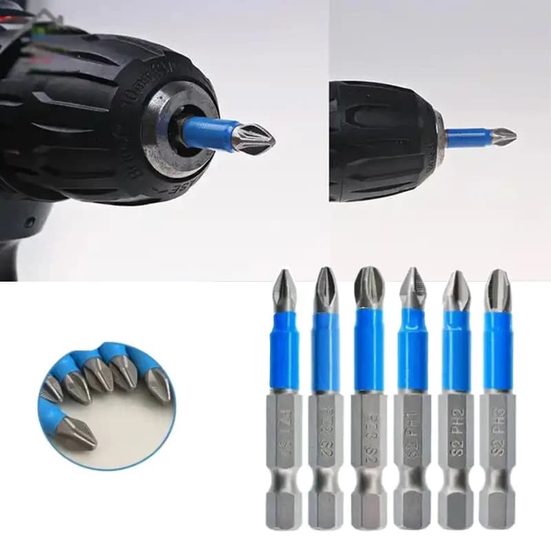 1 pz 50mm Set di punte per cacciavite antiscivolo impatto elettrico per trapano elettrico 1/4 cacciavite PH1/PH2/PH3/PZ1/PZ2/PZ3 utensili manuali