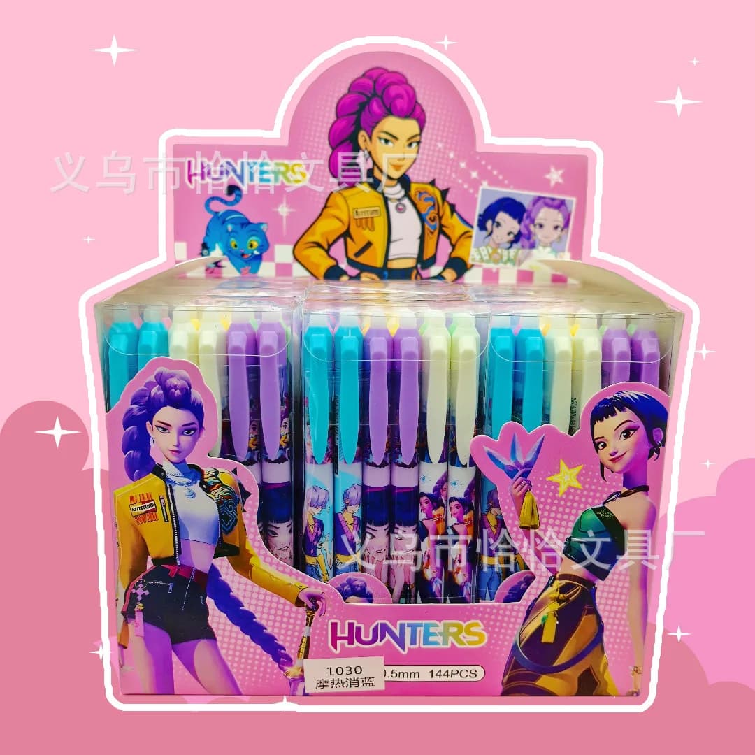 Penna Gel Cancellabile K-pop Demon Hunters 0.5mm - Penna a Frizione Ricaricabile e Retrattile con Inchiostro Nero per Scuola e Ufficio