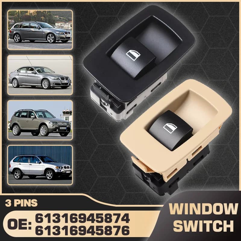 Interruttore per finestra sollevatore auto a 3 pin per BMW Serie 3 E90 E91 2005-2012 BMW X3 E83 BMW X5 E53 2000-2010 BMW X6 E71 E72 2008-2010