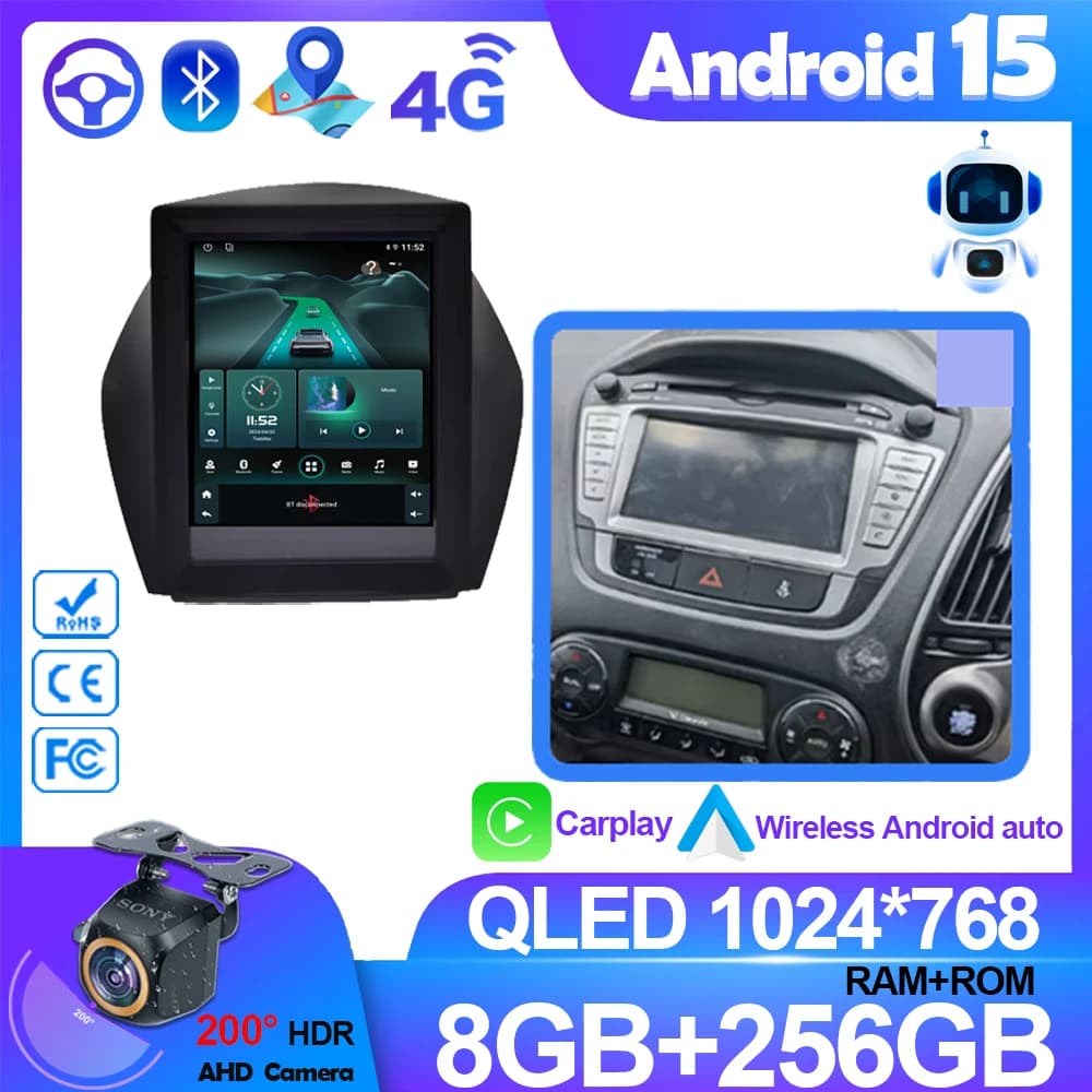 Android 15 Autoradio Wireless Carplay For Hyundai lX35 Tucson 2009-2015 9.7 "Stereo Multimedia Video Player Navigation Head Units