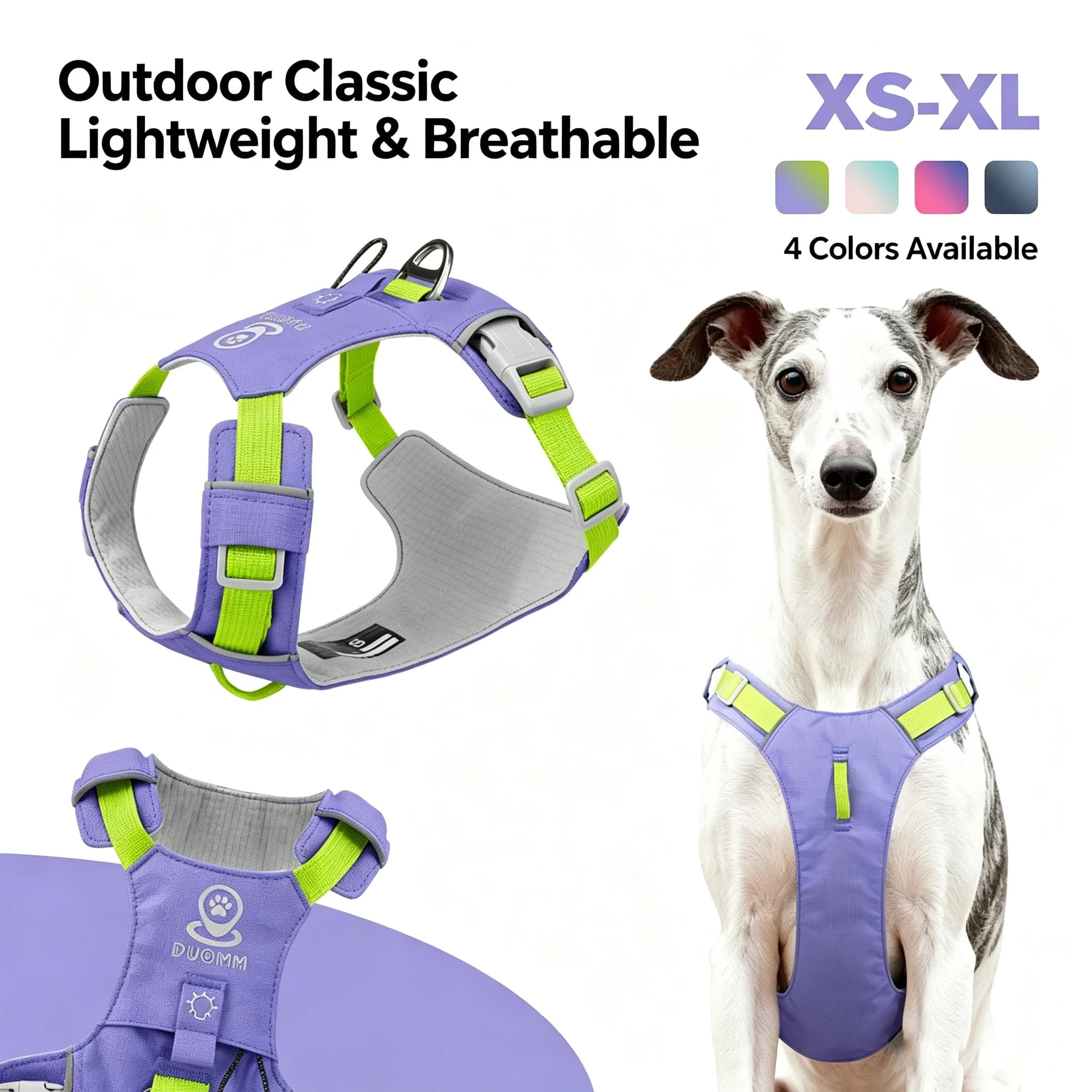 Proof Dog Harness Contrast Color Webbing Adjustable Lightweight Pet Chest Vest Harness Reflective Outdoor Walking Harness