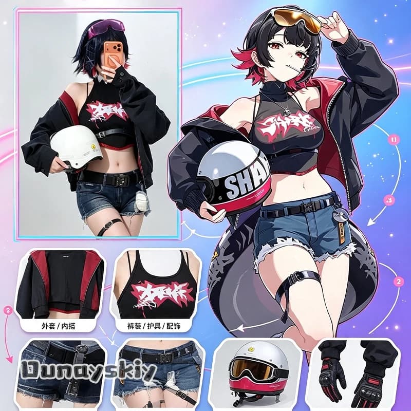 Ellen Joe×Yadea Collab Series Cosplay Motorcycle Jacket Game Zenless Zone Zero Costume Anime Halloween Carnival Theme Dress Up