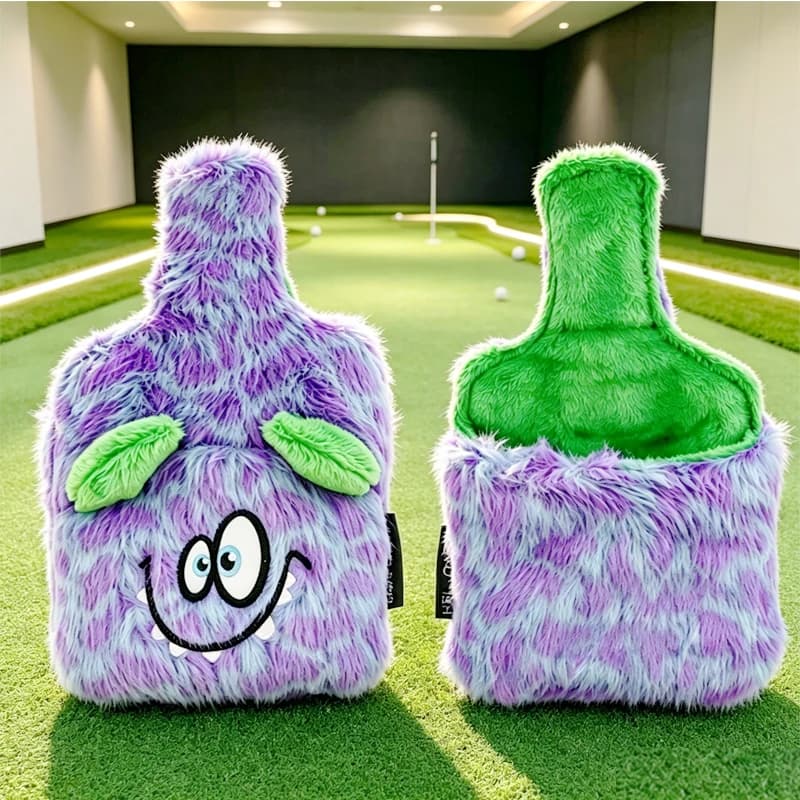 New Purple Golf Putter Set Square Cartoon Plush Cute Monster Magnetic Pull Big Head Putter Set Club Protection Set