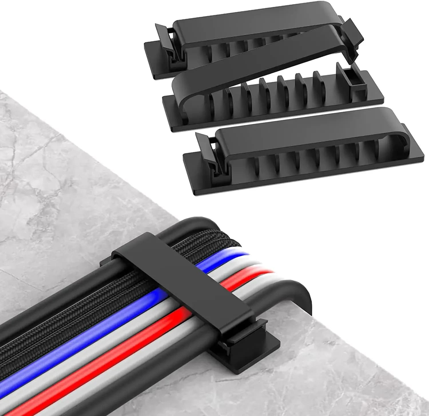 Organizzatore Flessibile in Silicone per Cavi, Gestione Fili, Porta Cavi USB per Mouse, Tastiera, Auricolari - Clip Organizzative