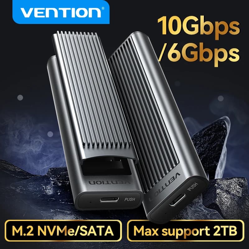 Custodia SSD Vention M2 Adattatore per custodia SSD M.2 NVMe SATA 10 Gbps USB 3.1 Gen2 Custodia esterna USB C Supporta tasti M e B&M