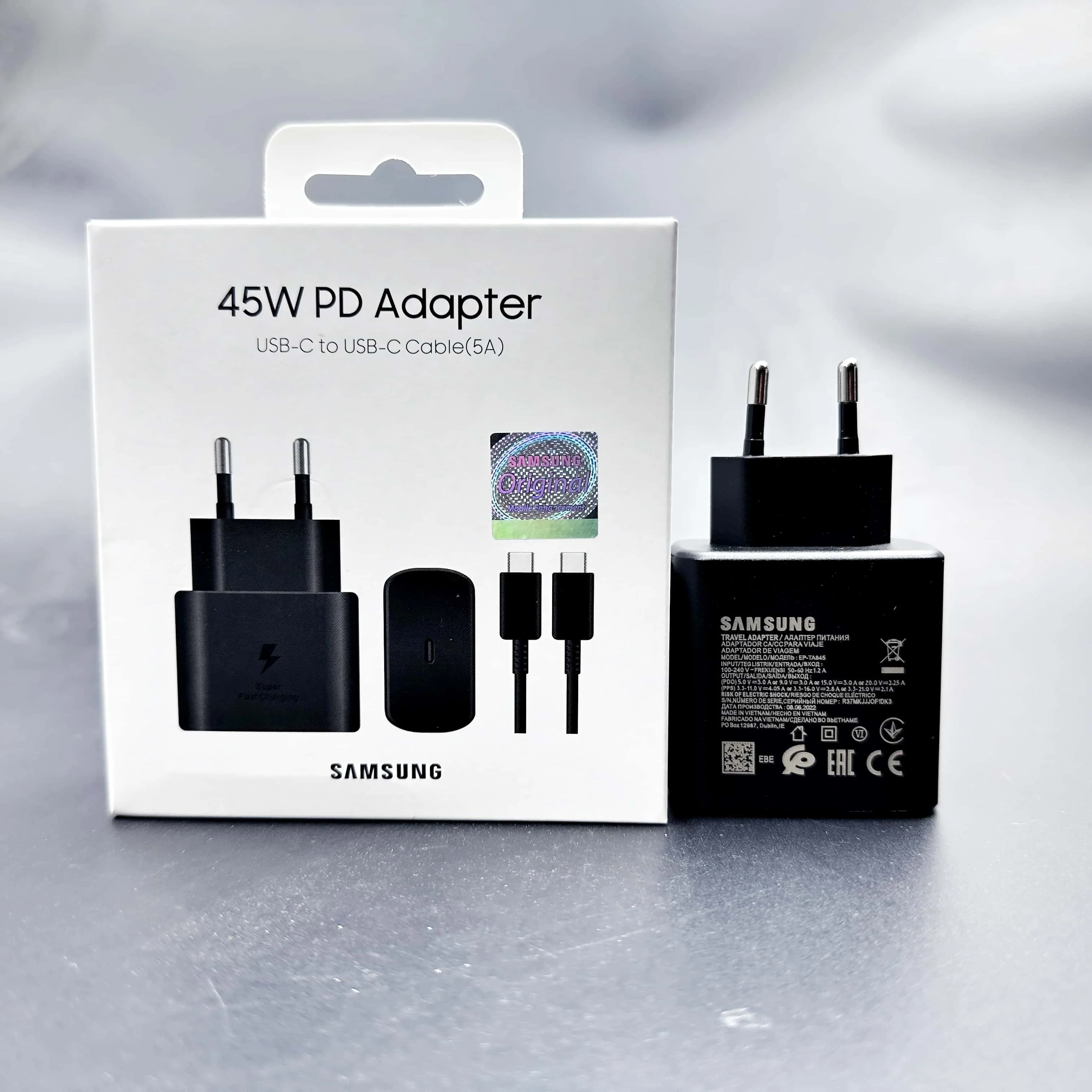Samsung 45W Charger Super Fast Charge Adapter Type C Cable For Galaxy S24 S23 S22 S21 S20 Note 20 Ultra FE Z Flip Fold 6 5 4 3 2