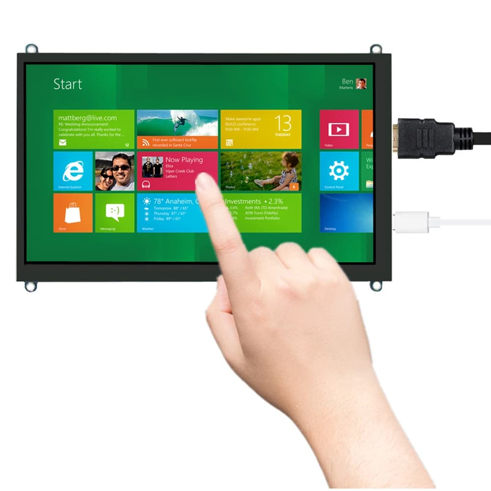 Kit modulo display touchscreen portatile HD IPS HDMI da 7 pollici per Raspberry Pi, Orange Pi, estensione PC, monitor scheda di sviluppo
