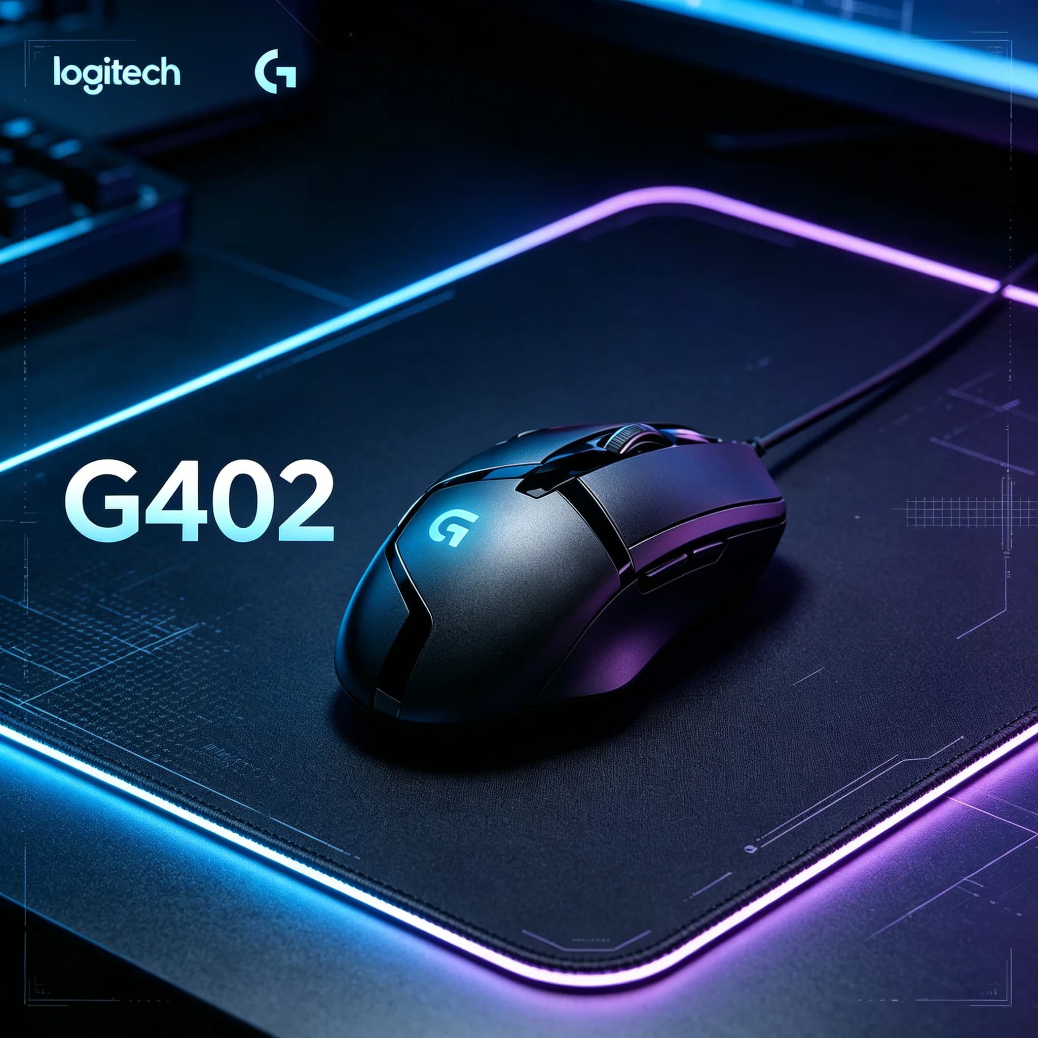 Logitech G402 Hyperion Fury Wired Gaming Mouse On‑Board Memory Custom Button Setting Reliable USB Mice for Laptop Desktop Game a