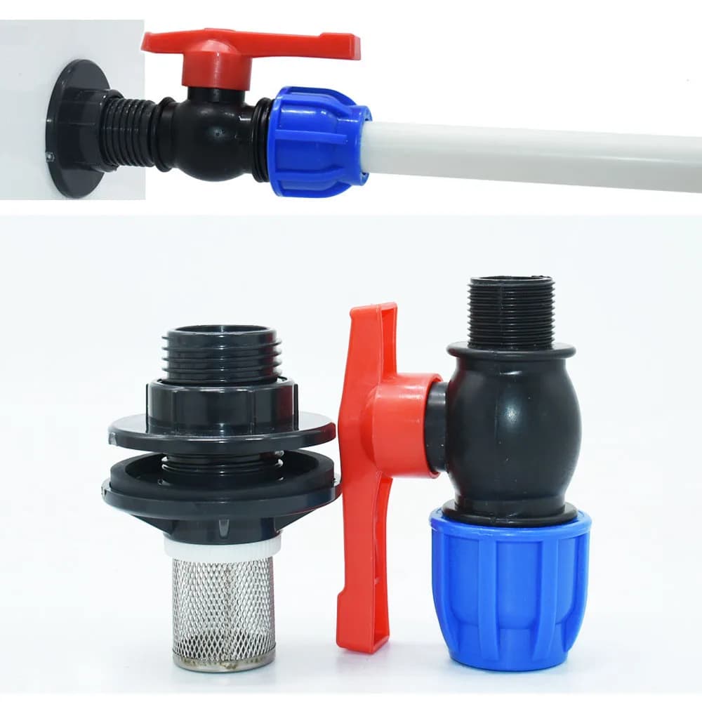 Tap connector tank 20mm 25mm 32mm DN15 20 25, quick connector for PE tube, ball valve, hose adapter for rainwater tank