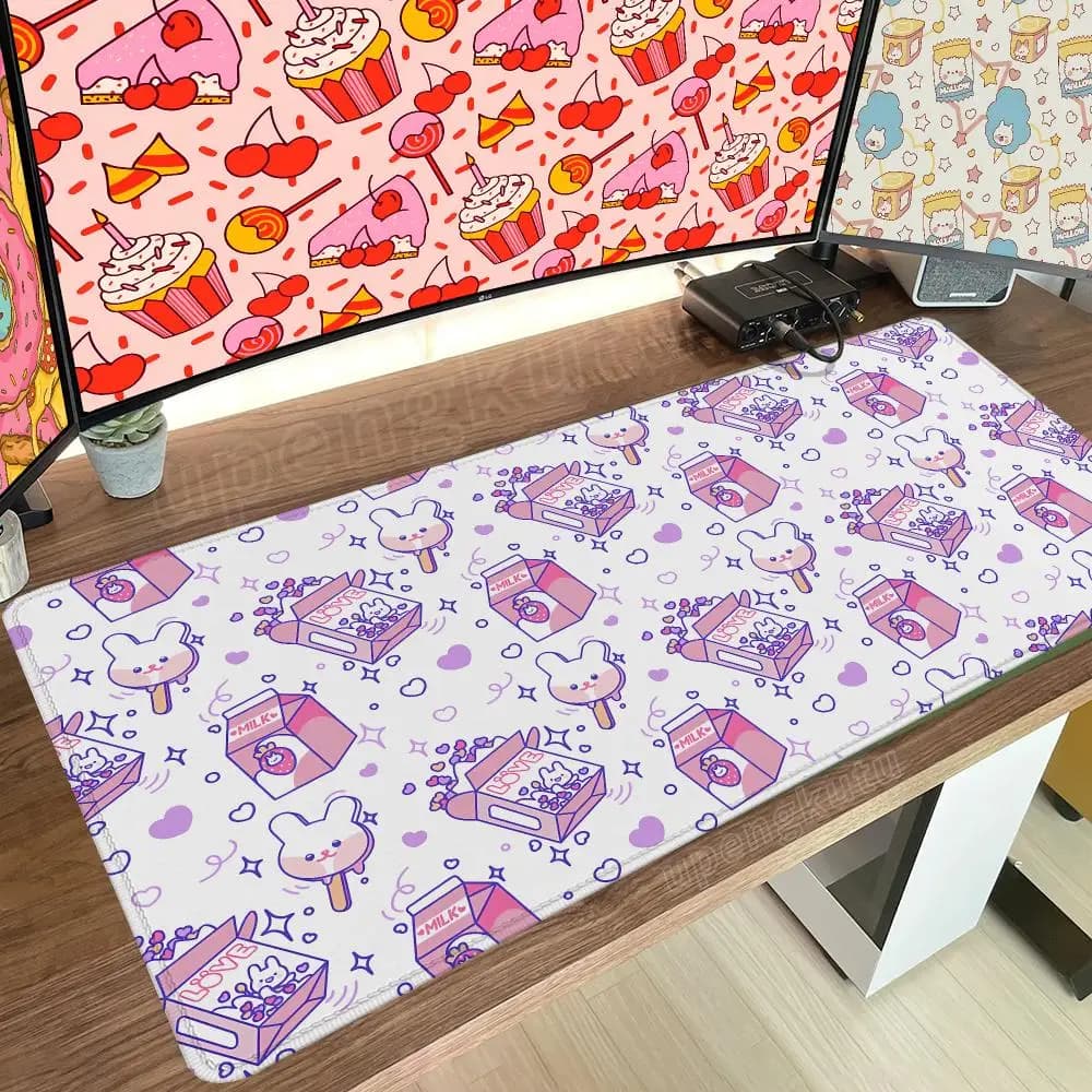 Cute bunny dessert pattern Mouse Pad Anime Mats Computer Mousepad Company Desk Pad Aesthetic Large Gaming Mousepads Office Mat