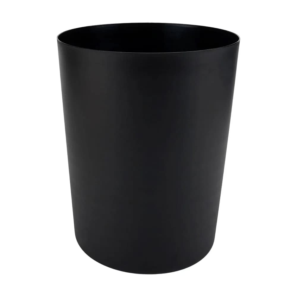 5 Gallon Black Matte Plastic Trash Can Bathroom Garbage Bin with Sturdy Handle for Home Office Kitchen Wastebasket No Lid Durable Leakproof Container for Easy Cleaning and Disposal Small Space Solution Modern Round