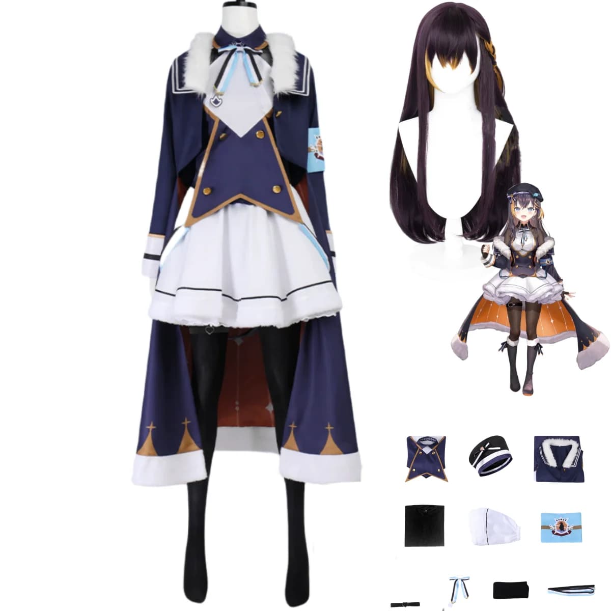 Youtuber Virtual Petra Gurin Cosplay Costume Vtuber NIJISANJI EN Frost Penguin Wig Winter Mantel Gonna Woman Sexy Christmas Dress