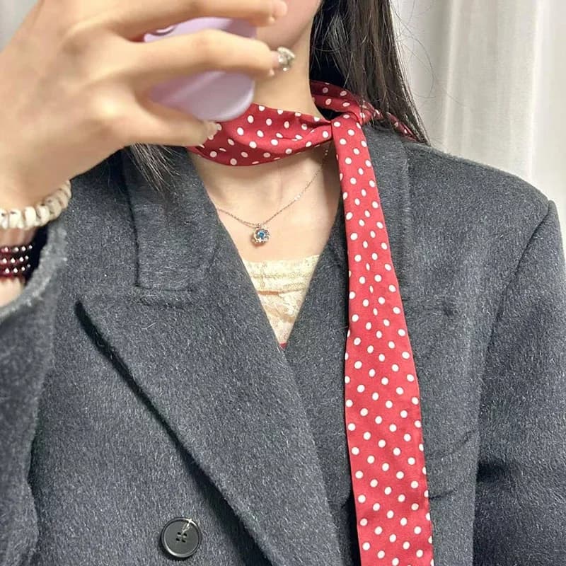 200CM Dot Pattern Sciarpa lunga da donna Cintura femminile di moda Sciarpe skinny per la testa per signora Sciarpa di seta Cravatta Borsa Nastri Fazzoletto al collo