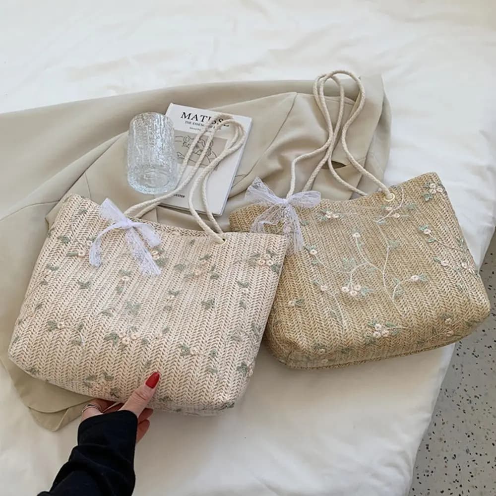 Women Woven Large Capacity Straw Bags Tote Shoulder Bag Handbags