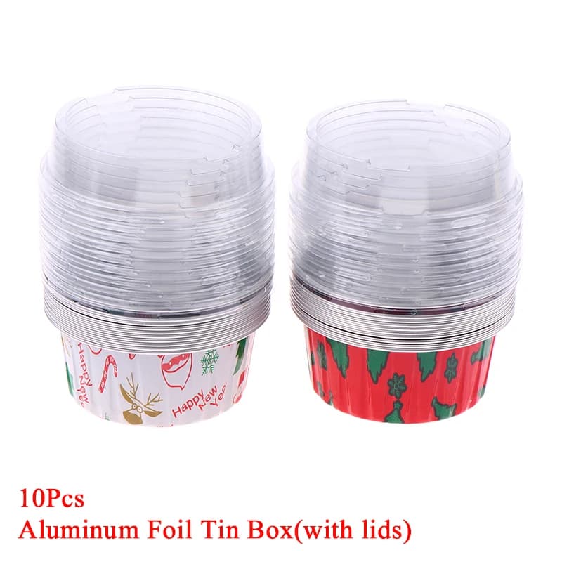 10 pieces reusable round aluminum foil tin cup with pudding cake cake mold air frying paper box small foil bakery paper cups tin