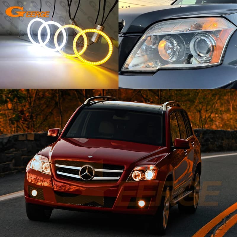 Kit Anelli Luminosi LED per Mercedes Benz GLK X204 2008-2012, Luci Diurne Ultra Luminose con Indicatore di Direzione Commutabile