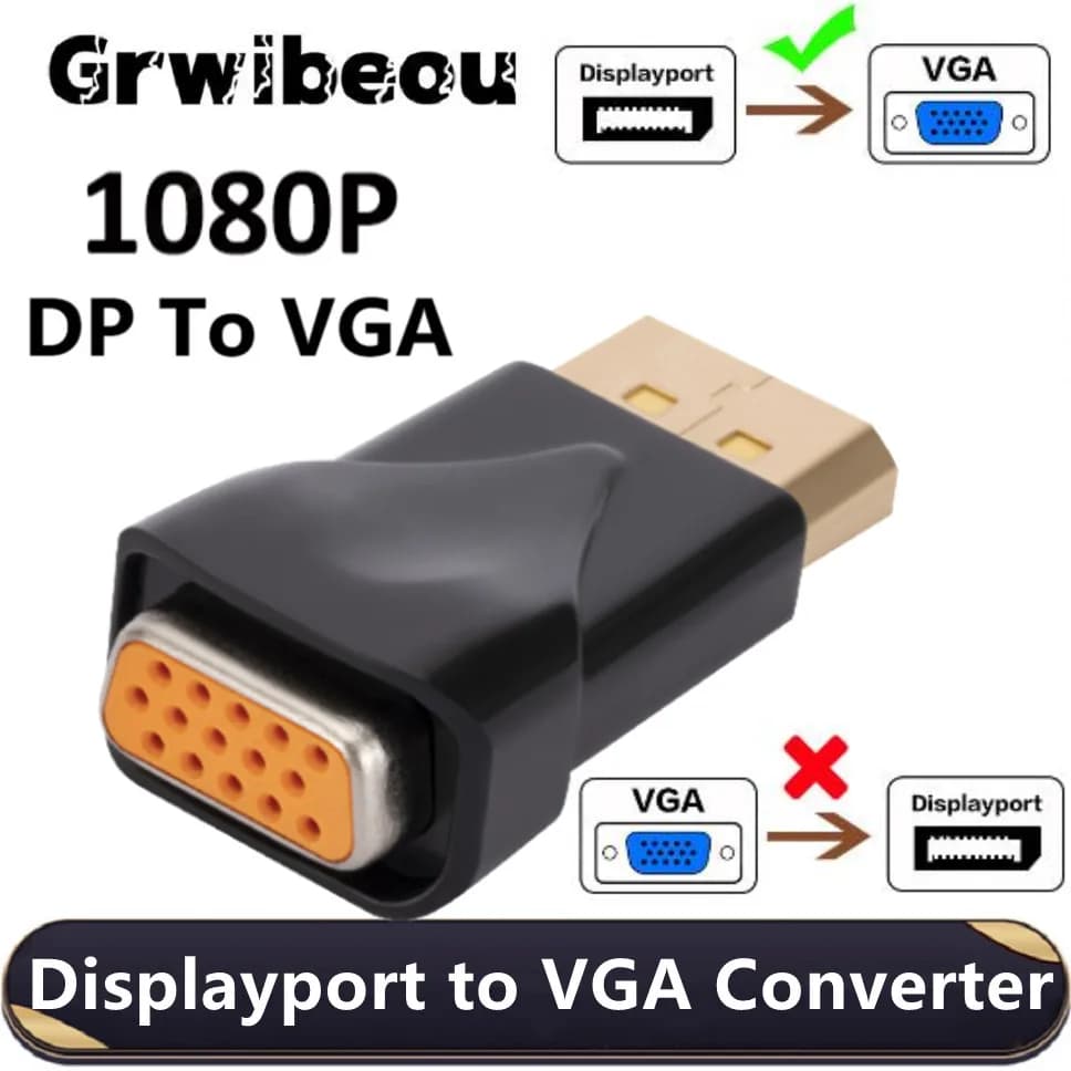 Grwibeou adattatore da DP a VGA maschio a femmina 1080P DisplayPort Display Port a VGA Converter per PC Laptop HDTV Monitor proiettore
