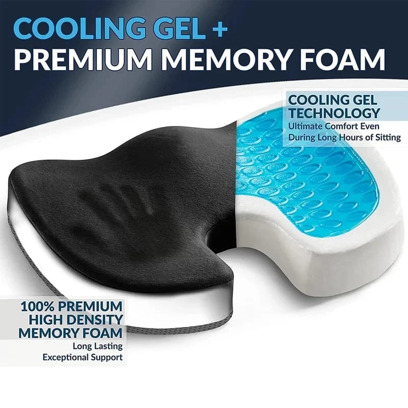 Cuscino Ortopedico in Gel Memory Foam, Cuscino a U per Sedia da Ufficio e Casa, Protezione per il Coccige e Supporto Ortopedico