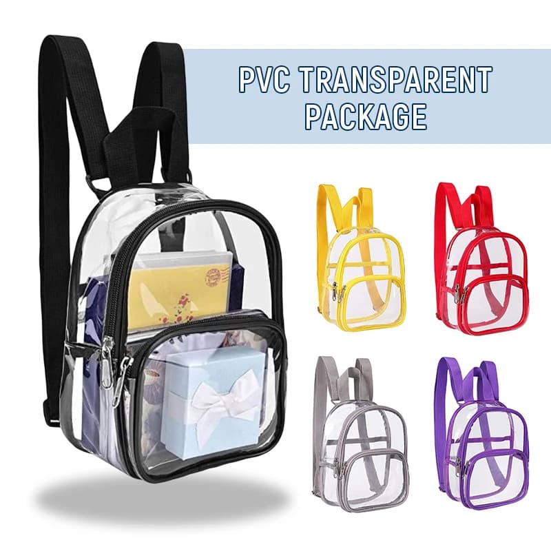 Zaino Trasparente in PVC, Borsa da Viaggio Impermeabile Approvata per Sport e Scuola, Mini Zaino per Bambini