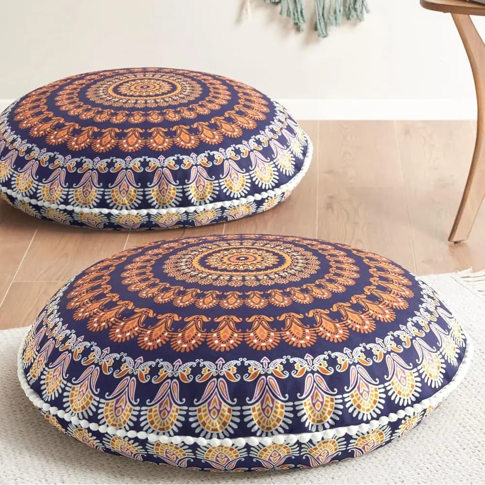 32-Inch Washable Yellow Round Meditation Cushions for Adults, Ideal for Yoga, Living Room, and Outdoor Use