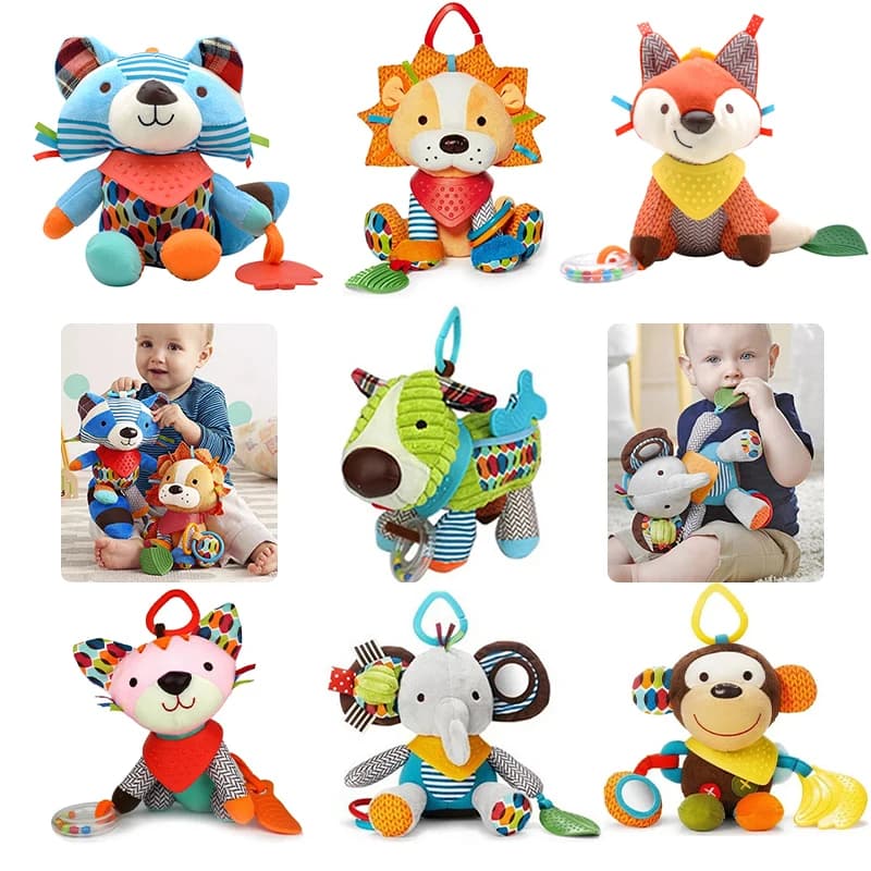 Giocattoli per bambini Peluche Ripiene Sonaglio Giocattoli Passeggino Appeso Animali Letto Mobile Infantile Per giocattoli del bambino 0 6 mesi peluche sensorial bebé