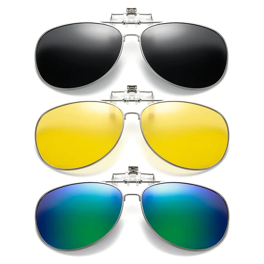 VIVIBEE Aviation Flip Up Clip su occhiali da sole polarizzati da uomo visione notturna guida UV400 occhiali da sole pilota donne grandi occhiali