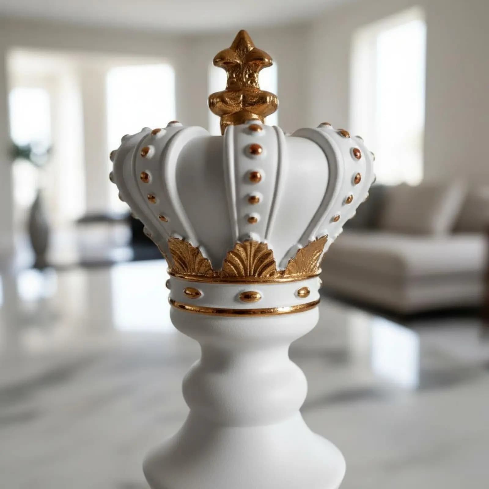 3 Pieces Chess King Queen Knight Statue Gold Trim Chess Piece Decor Set King Figurine Easy to Clean Queen Figurine Non