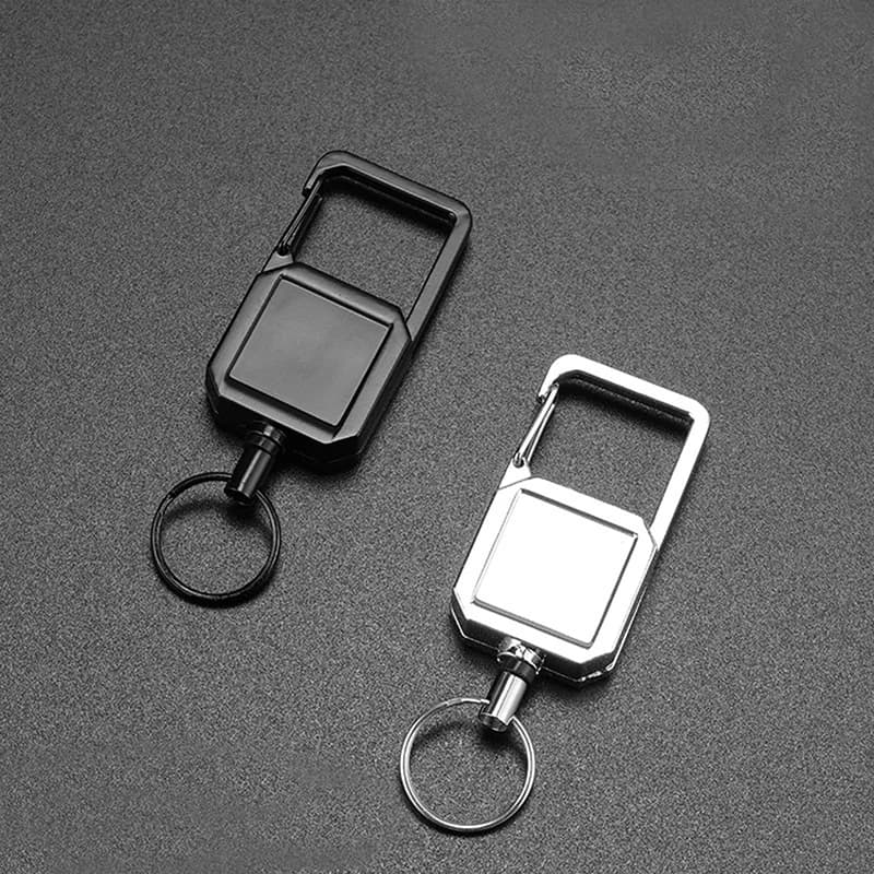 Retractable Keychain with High Strength Steel Cable, Anti-Smarriage, Easy to Extract, for External Use, with D-Moschetton - 1 Piece
