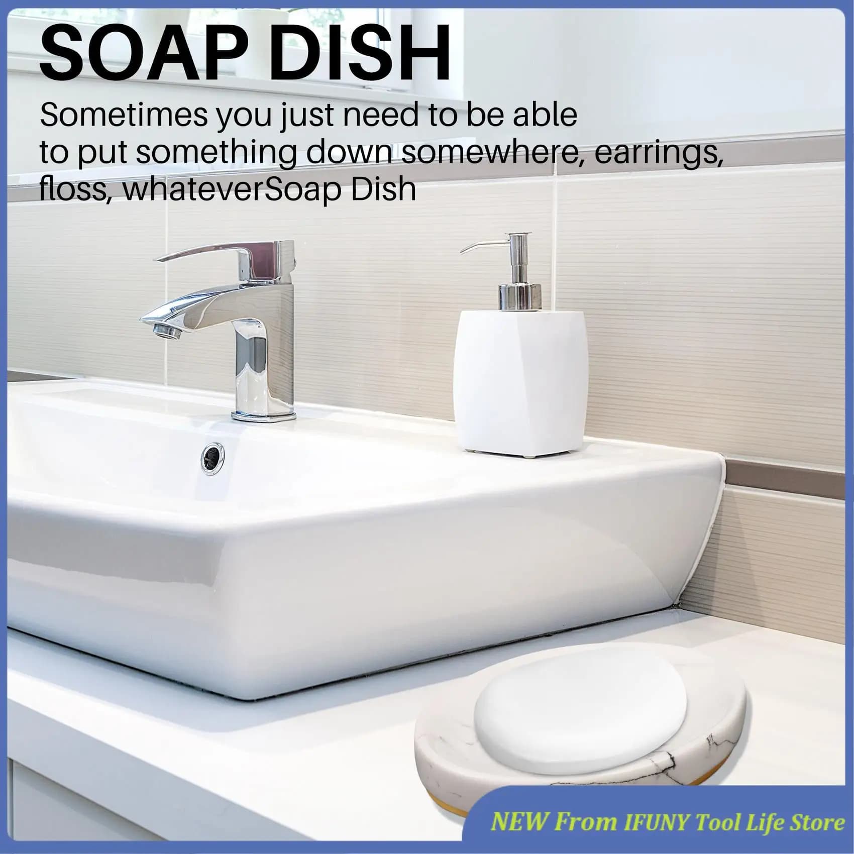 Set di accessori per il bagno, set da bagno da 5 pezzi, collezione set da bagno Pompa per dispenser di sapone con motivo in marmo, portaspazzolino, Soa