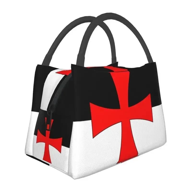 Knights Templar Flag Portable Lunch Box Warrior Cross Thermal Cooler Food Insulated Lunch Bag Office Work Pinic Container