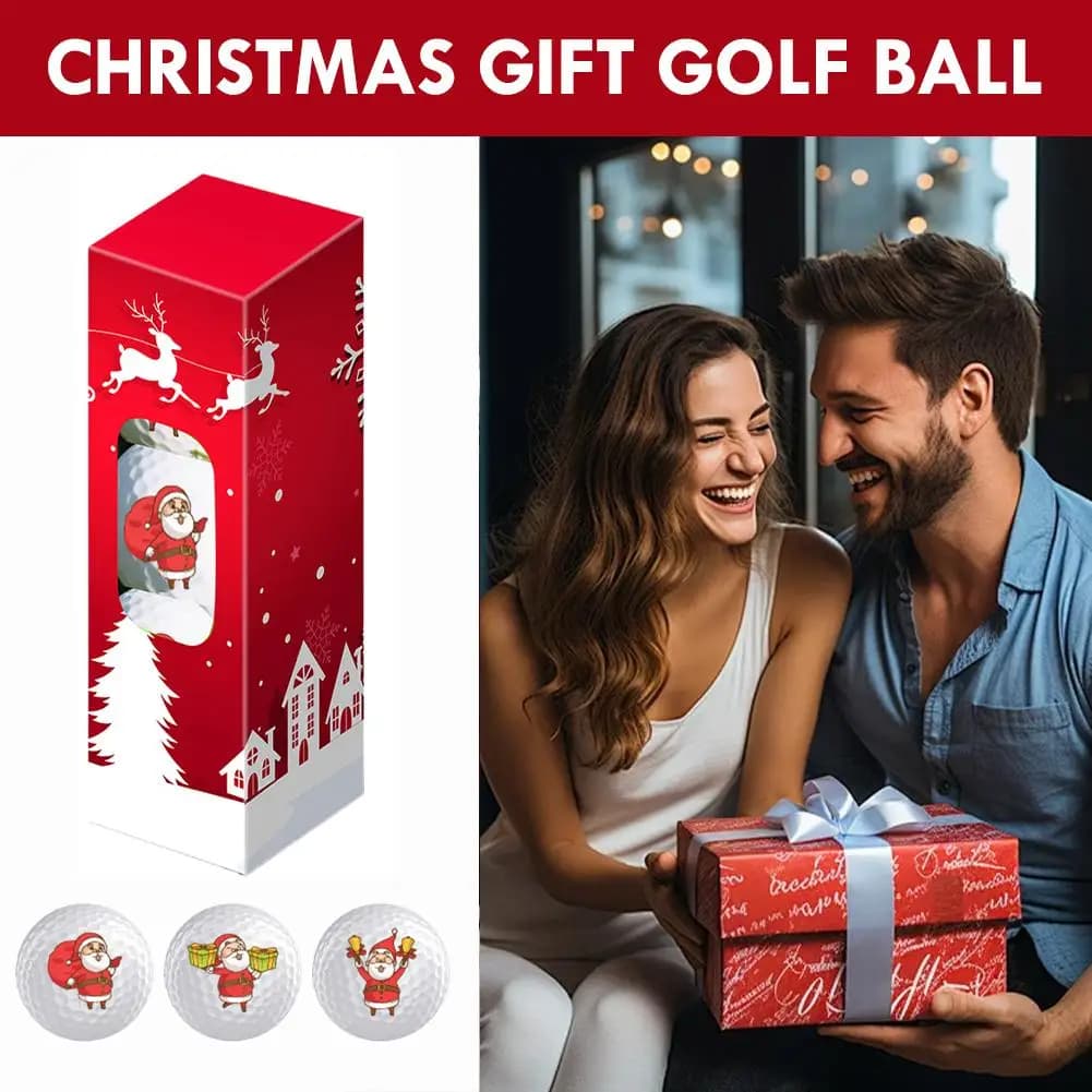 Pallina da golf da 3 pezzi, palline da golf festive Disegni a tema natalizio con renna di Babbo Natale e decorazioni natalizie Materiale in gomma ideale