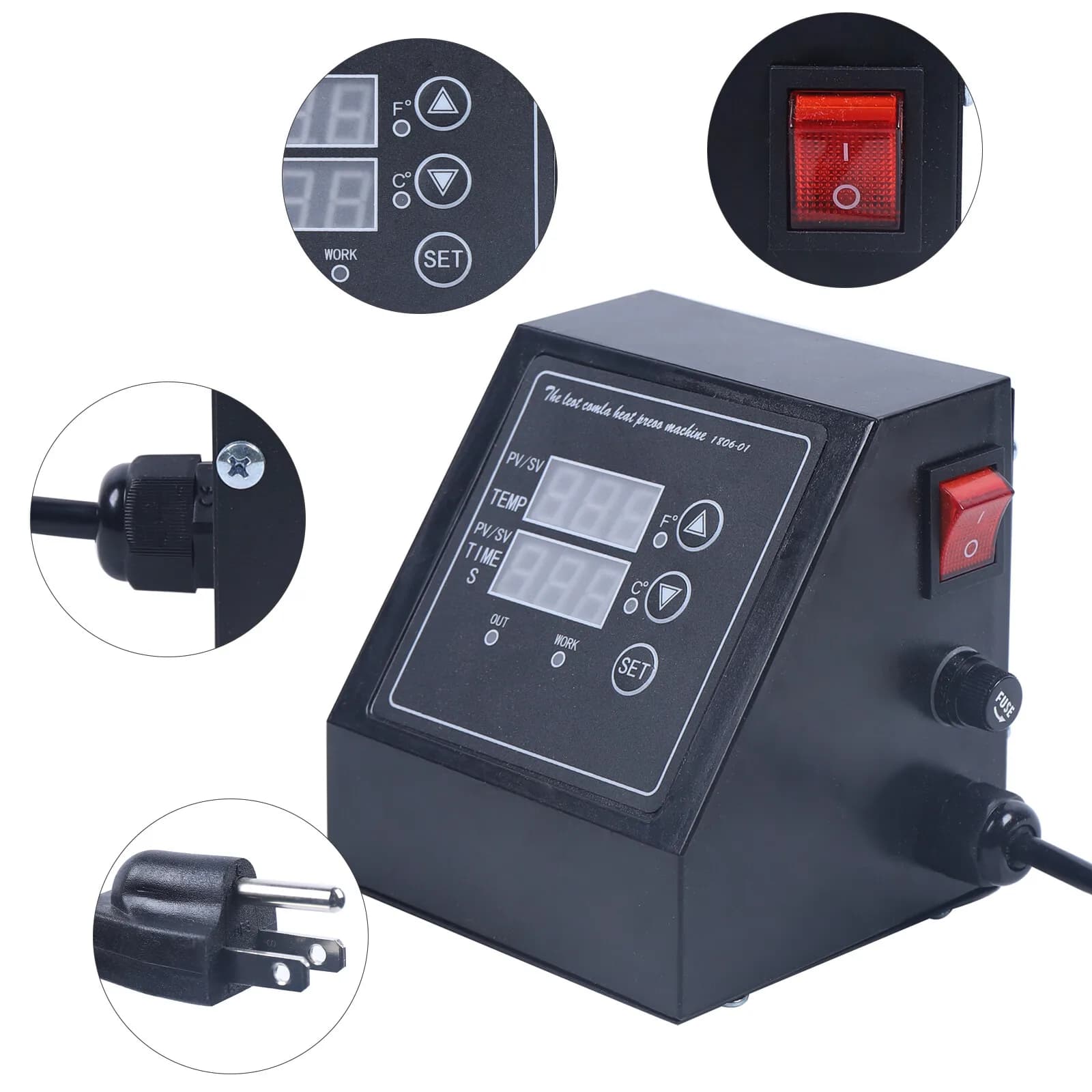 Centralina di Controllo per Termopressa con Display LED, per Macchine da Stampa a Caldo su T-shirt e Trasferimento Termico, Centralina Digitale