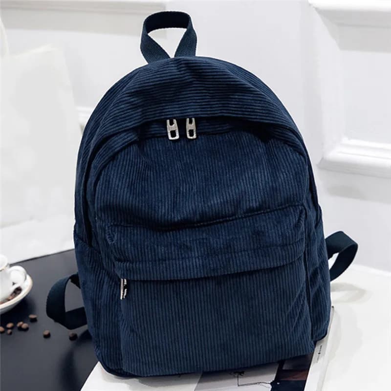 Zaino in tessuto morbido stile Zaino da scuola di design in velluto a coste femminile per ragazze adolescenti Zaino a righe Schermo in velluto da donna