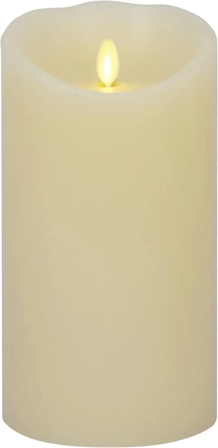 Cera Vera Flameless LED Candle with Oscillating Flame - Ivory 4x7 Inches, Battery Function, Timer, Odor, 1000 Hours