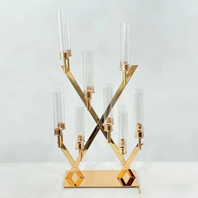Decorazione da tavolo romantica in ferro battuto dorato a 16 teste, stile backgammon, per San Valentino e Natale, ideale per matrimoni transfrontalieri e come guida per l'allestimento.