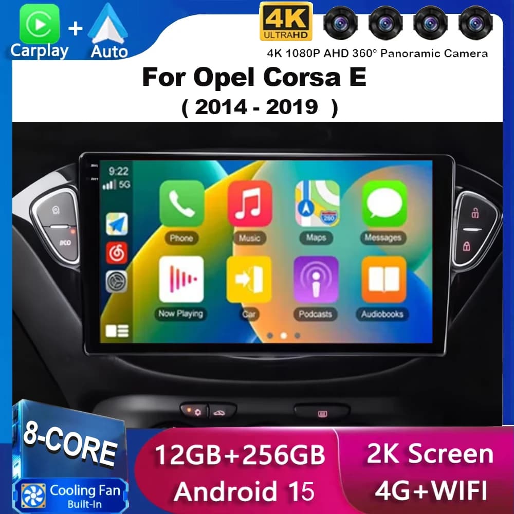 Per Opel Corsa E 2014 - 2019 Android 15 Adam 2013-2016 2K QLED Stereo Autoradio Lettore Video Multimediale GPS AI Voce CarPlay 4G