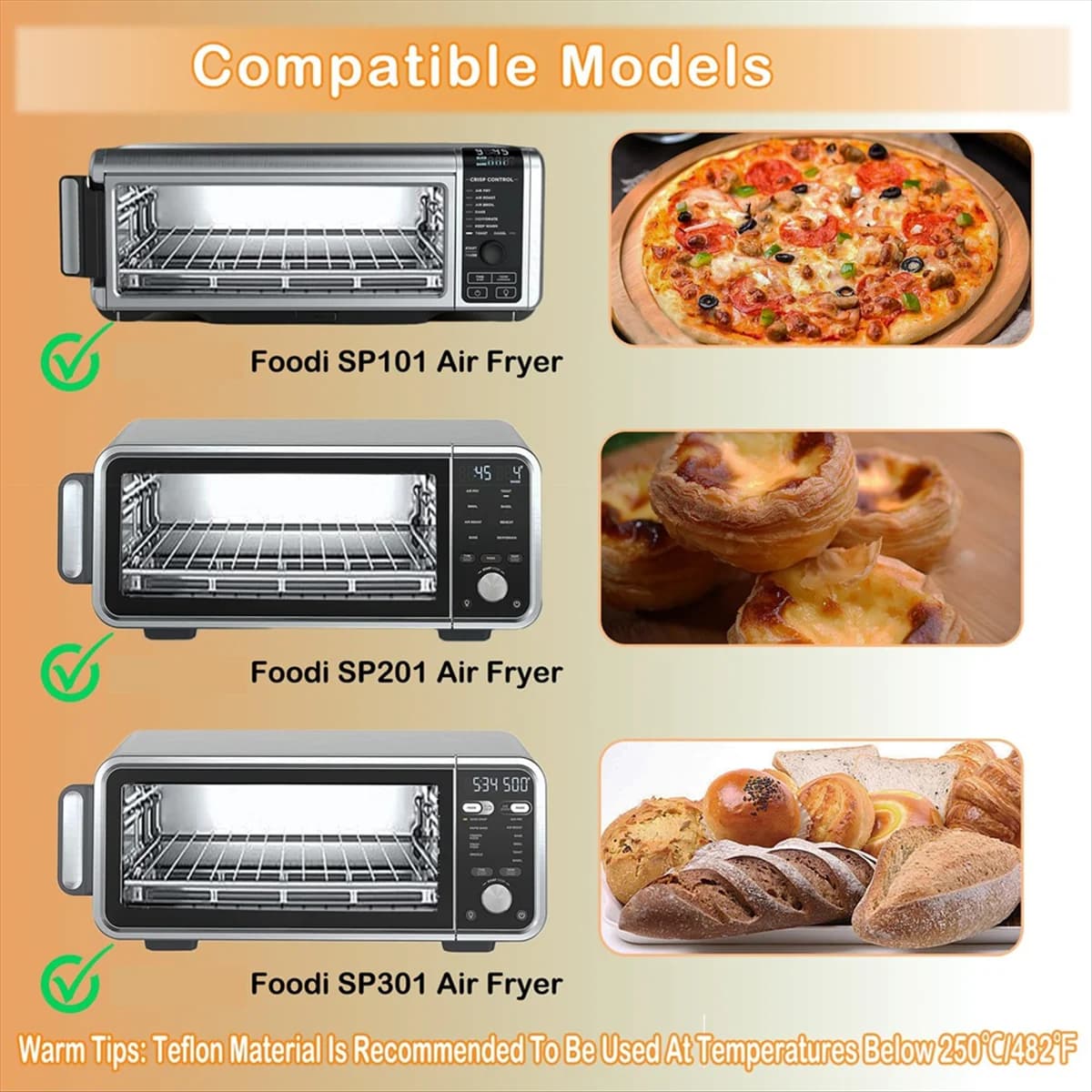 A43I 6 rivestimenti riutilizzabili per friggitrice ad aria per Ninja, fodere antiaderenti 12x12 pollici per fondo del forno tostapane, per cottura/microonde
