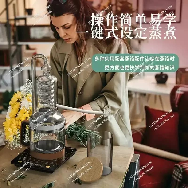 Glass Distillation Apparatus, Transparent Visual Home Essential Oil Steam Distiller